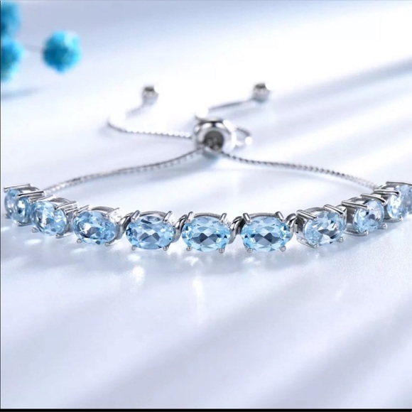 Jewelry - Natural Blue Topaz Bracelet Sterling Silver 925
